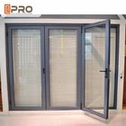 Mdf-Falttür Falttür des Pulver-Beschichtungs-Grey Aluminum Folding Doors With-Doppelt-Glaswassers beständige kundenspezifische