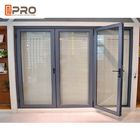 Mdf-Falttür Falttür des Pulver-Beschichtungs-Grey Aluminum Folding Doors With-Doppelt-Glaswassers beständige kundenspezifische