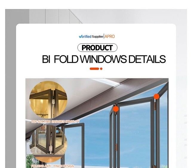 Faltendes vertikales Fenster, Aluminiumbalkonfaltenfenster, Aluminiumküchenfaltenfenster, Aluminiumbifaltenfenster