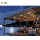 Ferngesteuertes PVC-Dach für den Außenbereich, Aluminium-Pergola, einziehbare Markise mit Lichtstreifen