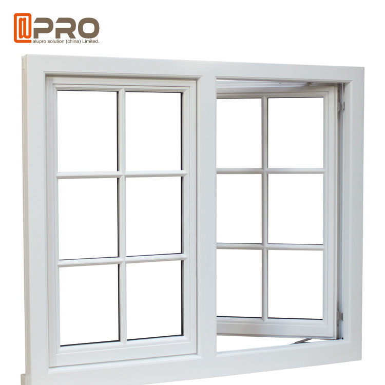 Wohn schieben Sie Flügelfenster Windows/schwenkendes Aluminiumfenster mit Rastergestaltungsweißen Aluminiumfenstern hinaus