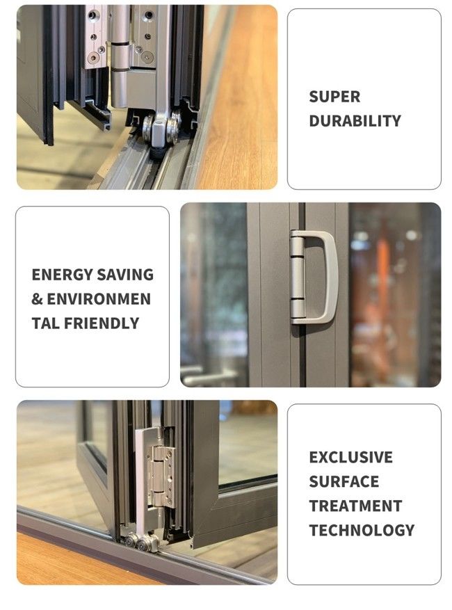 Bi-faltende Fenster für, Aluminiumbifaltenterrassentüren, Bi-faltende Außentüren, Bi-faltende Glastüren, thermische Bruchbi-Faltentür, Bi-faltende Glasaluminiumtür